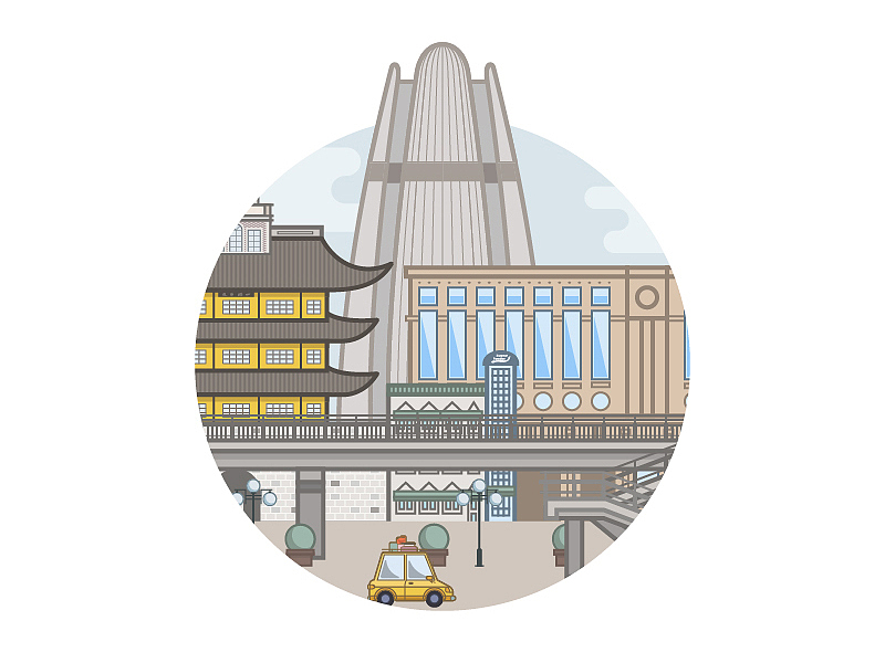 宁波街景-鼓楼（图ZMTI3MDQyMjcy） - 创作习作 - 站酷设计师伯毅狼原创素材 - 站酷ZCOOL