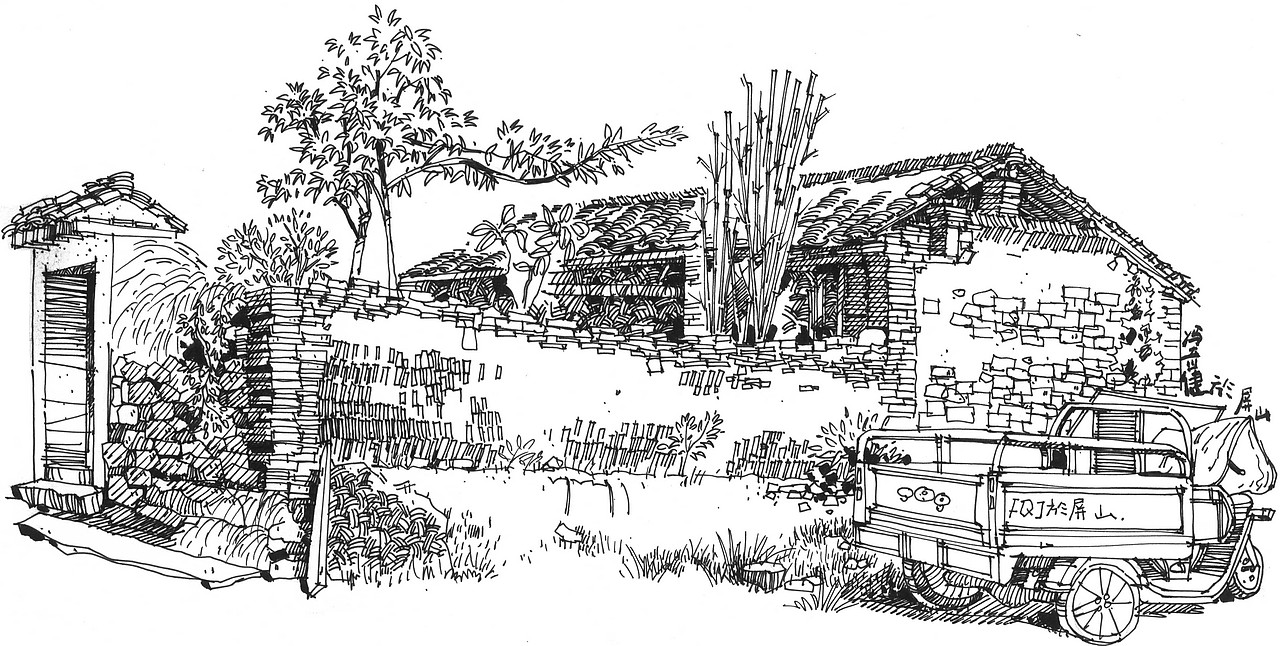 手绘古徽州·中国画里的世外桃源2（图ZNzU5MTg1ODg=） - 创作习作 - 站酷设计师FQJsketch原创素材 - 站酷ZCOOL