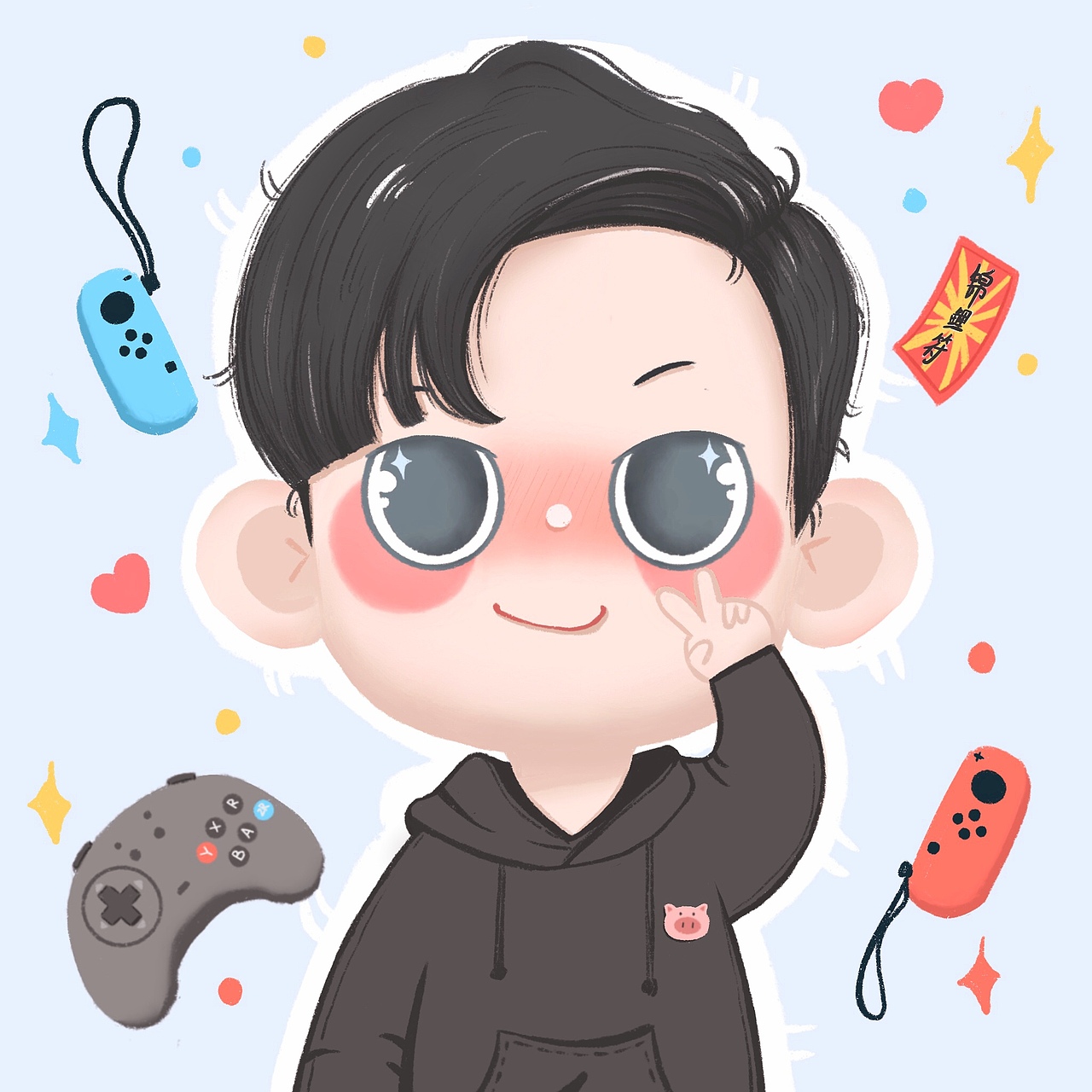 情侣头像手绘头像q版