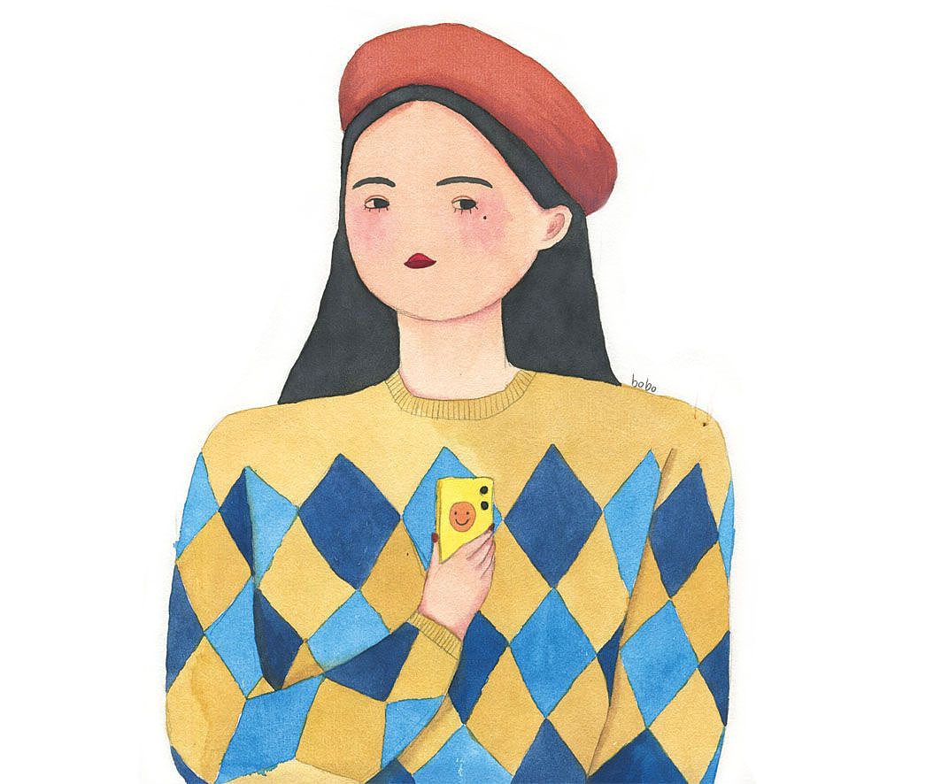 自画像（图ZMjkzODA4ODk2） - 创作习作 - 站酷设计师bobo插画原创素材 - 站酷ZCOOL