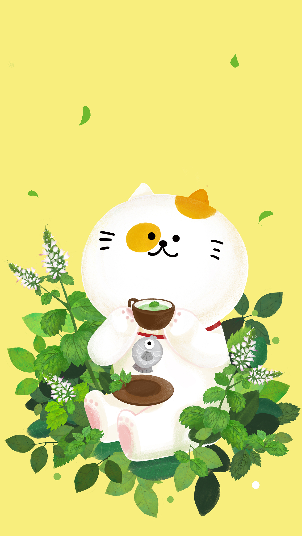 大丽丽画的丑猫多鱼的壁纸（图ZOTE0NjA2ODQ=） - 商业插画 - 站酷设计师佐佐木莉佳原创素材 - 站酷ZCOOL