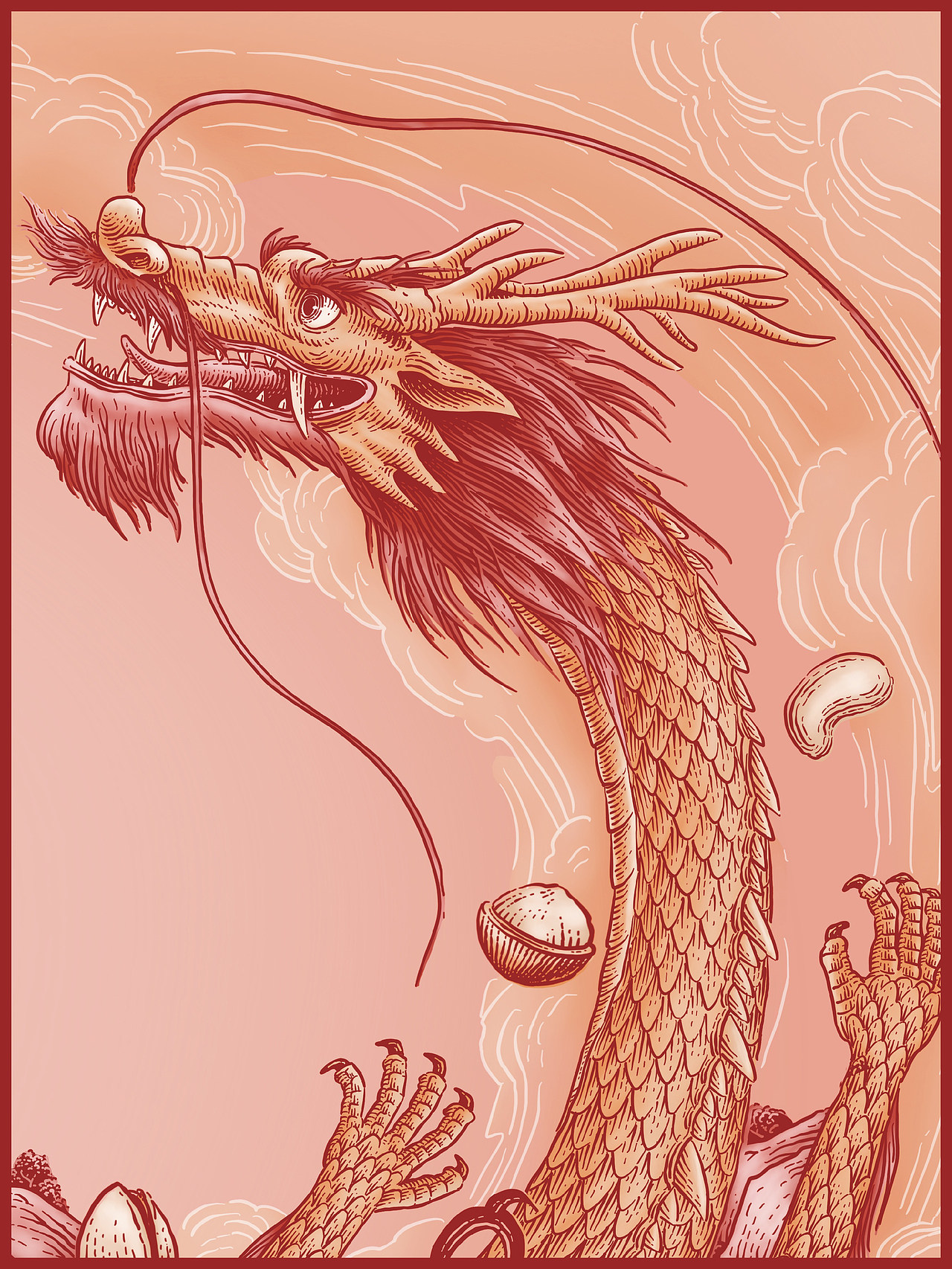 三只松鼠坚果礼插画龙凤版