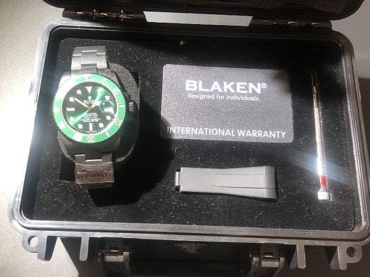 IPK国外手表改装BLAKEN公司劳力士绿水鬼镀黑效果