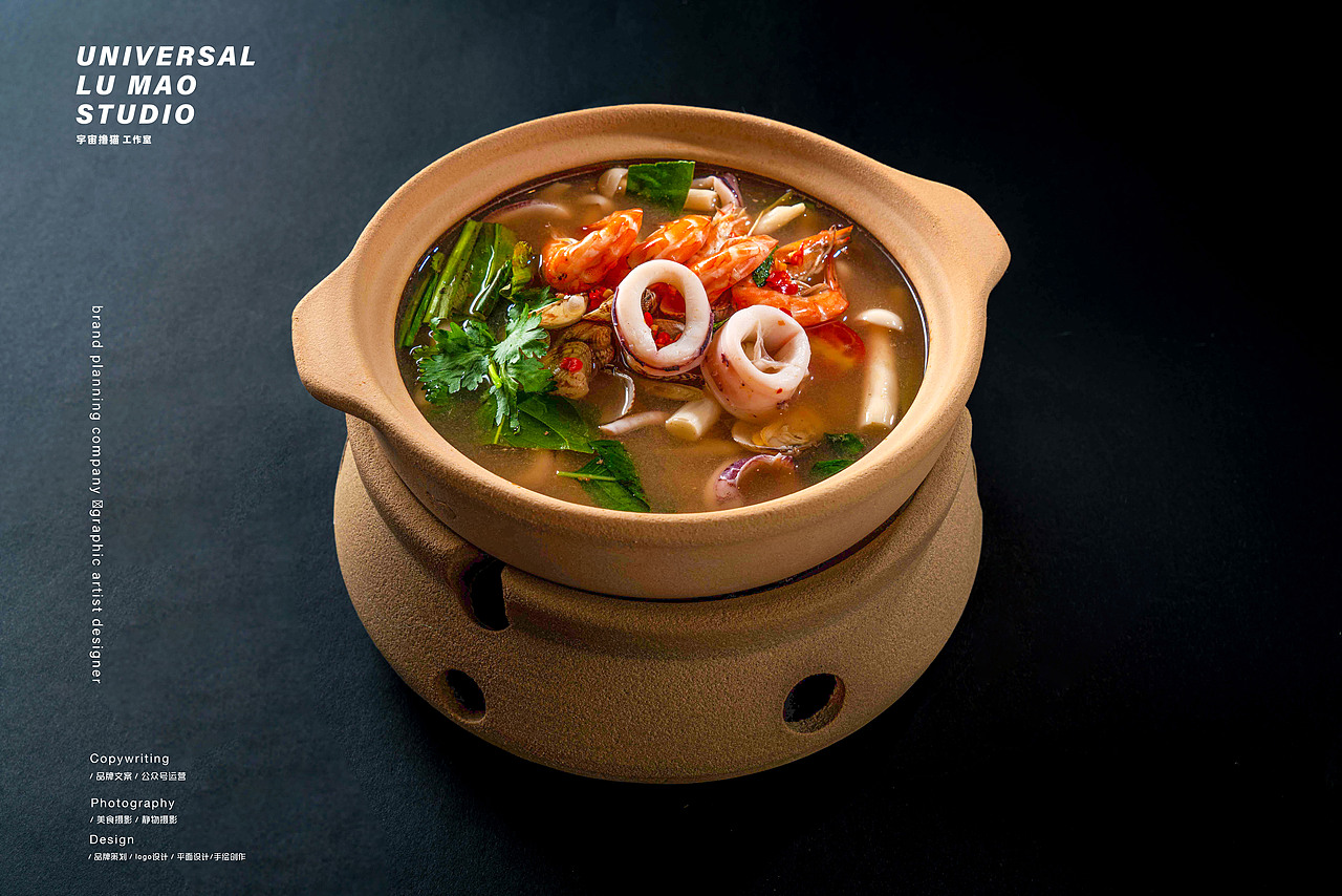 泰国菜泰式料理美食静物摄影纯黑背景风格