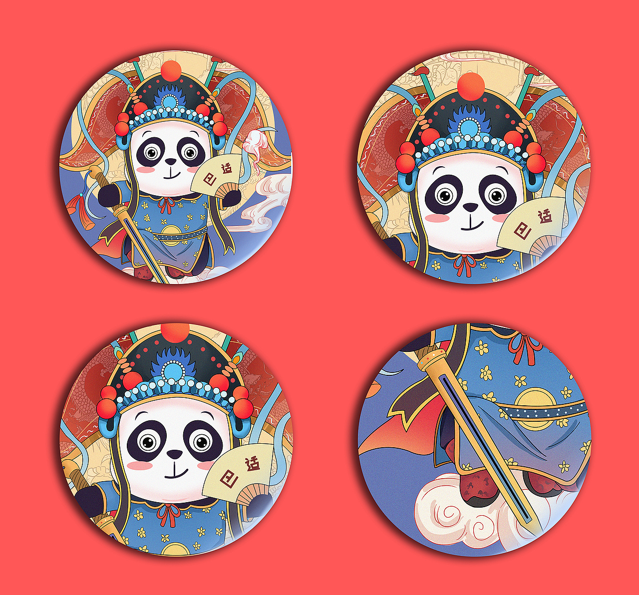 【国潮风熊猫插画】为成都旅游局画的纪念明信片。（图ZMjM5NzUyOTI0） - 商业插画 - 站酷设计师插画师叶子原创素材 - 站酷ZCOOL