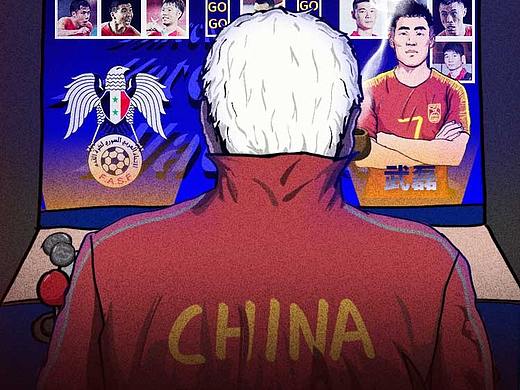 中国足球插画海报