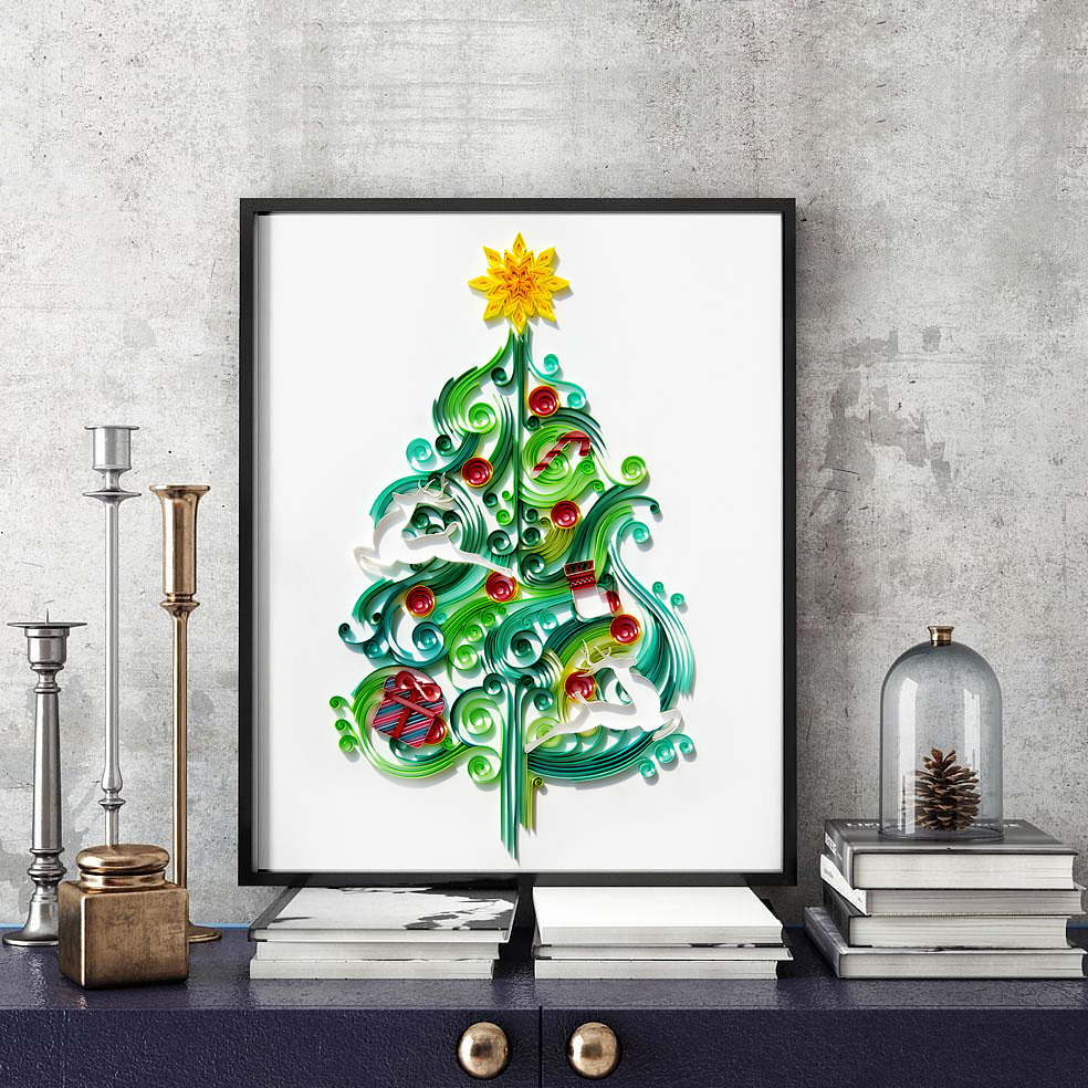 手工衍纸装饰画——圣诞树（图ZMTg4NzQwODEy） - 其他手工艺 - 站酷设计师翡翠梦境艺术工坊原创素材 - 站酷ZCOOL