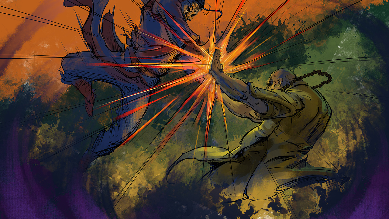 为电影《喜乐长安》绘制的一组港漫武侠风格的插图