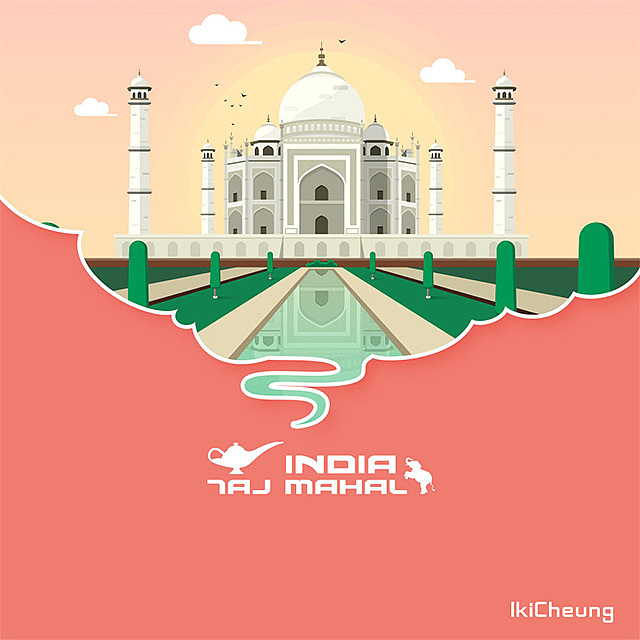 印度泰姬陵插画