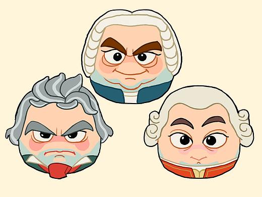 巴赫 贝多芬 莫扎特（个人主页-ZNDIyMDE3NDQ=） - 新锐潮流插画 - 站酷设计师牧牧牧原创素材 - 站酷ZCOOL