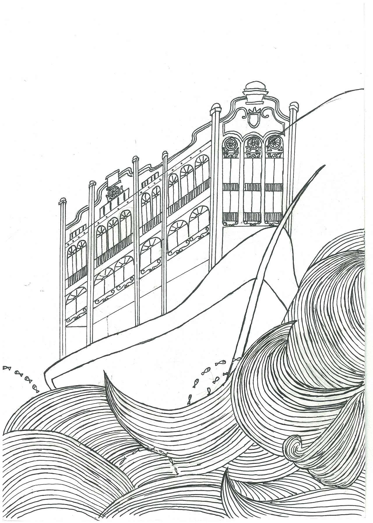 海南建筑绘画图片