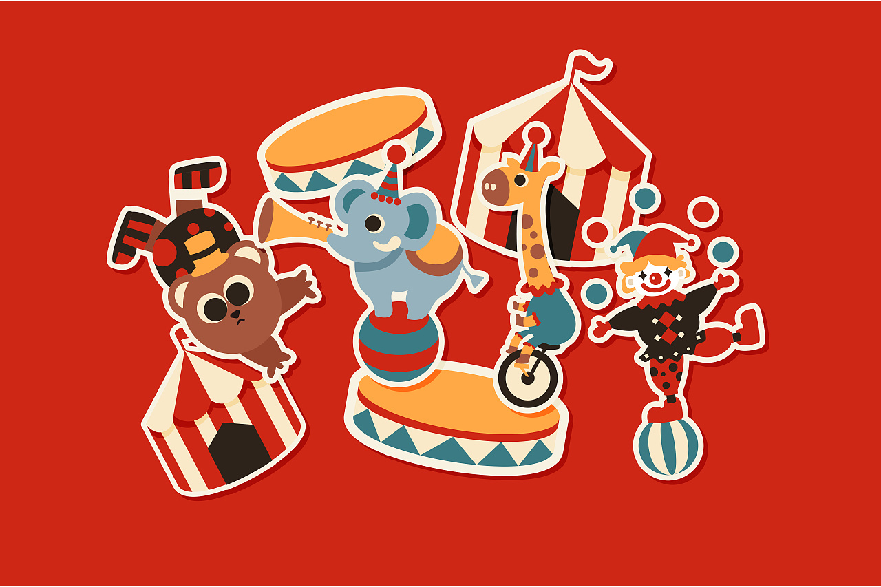 「森林马戏团×插画练习」|插画|创作习作|柯基夏 - 原创作品 - 站酷