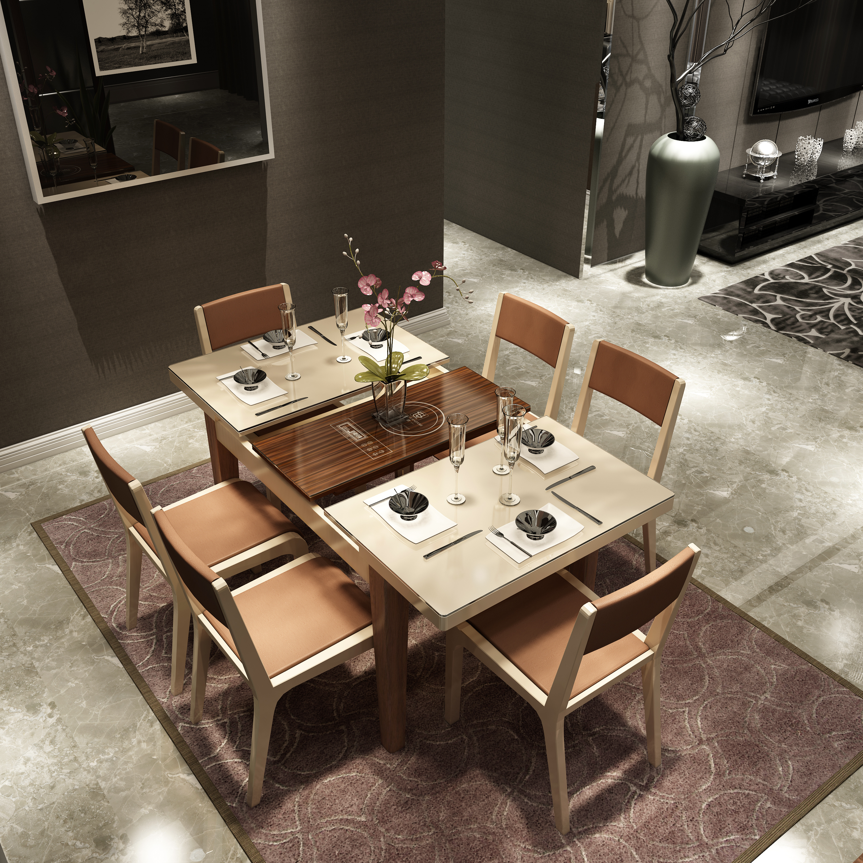 开放式的餐厅和厨房空间 - 家居 ART 设计效果图 - 躺平设计家