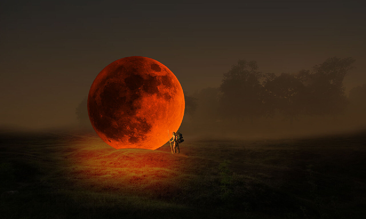 jk红色超级月亮夜景 - 次元岛