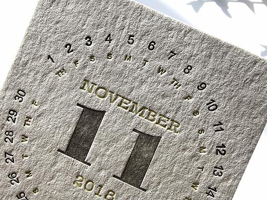 2018年letterpress凸版台历大尺寸创意台历凹印日历