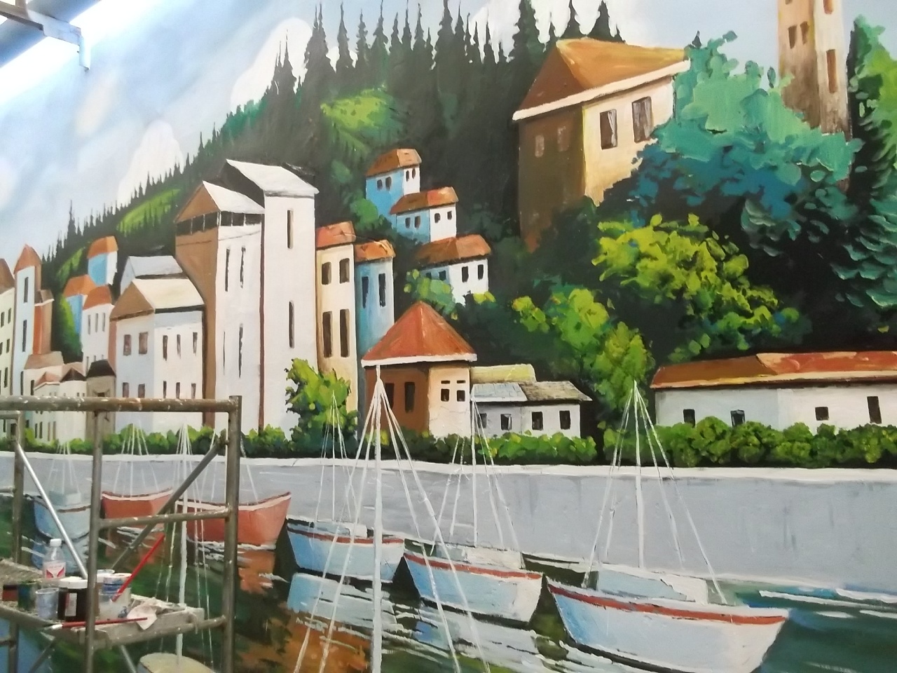 长沙市钓鱼岛美食城海景墙绘