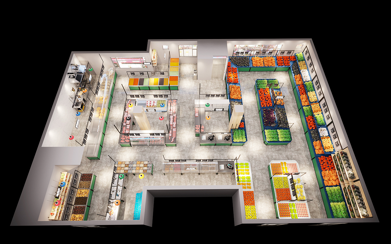 大连一家水果蔬菜超市|空间|家装设计|蔡文姬打野吖_原创作品-站酷