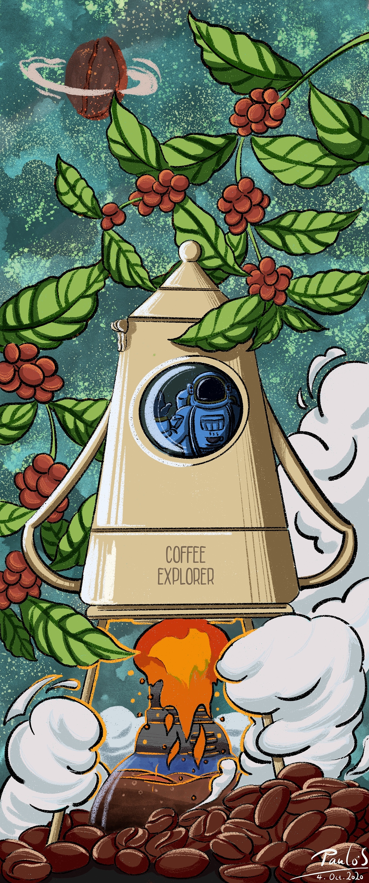 咖啡探索者号（图ZMjI2OTk2MzI0） - 商业插画 - 站酷设计师PauloS原创素材 - 站酷ZCOOL
