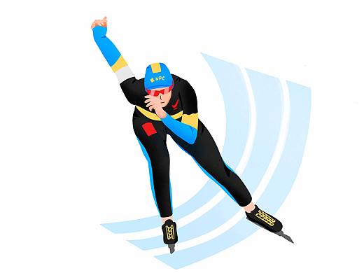 冬奥会运动员扁平风人物插画