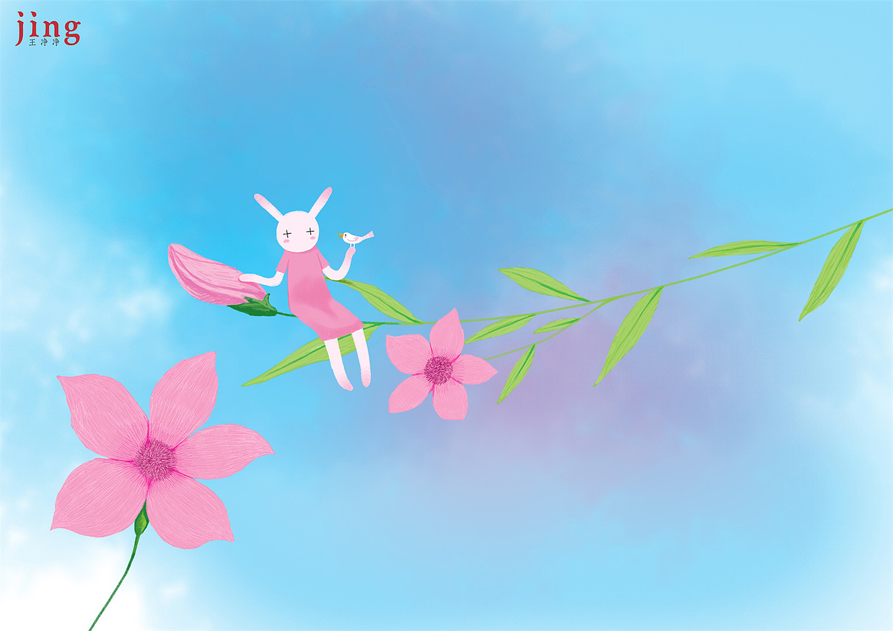 兔年插画合集 60幅艾玩兔横版壁纸插画