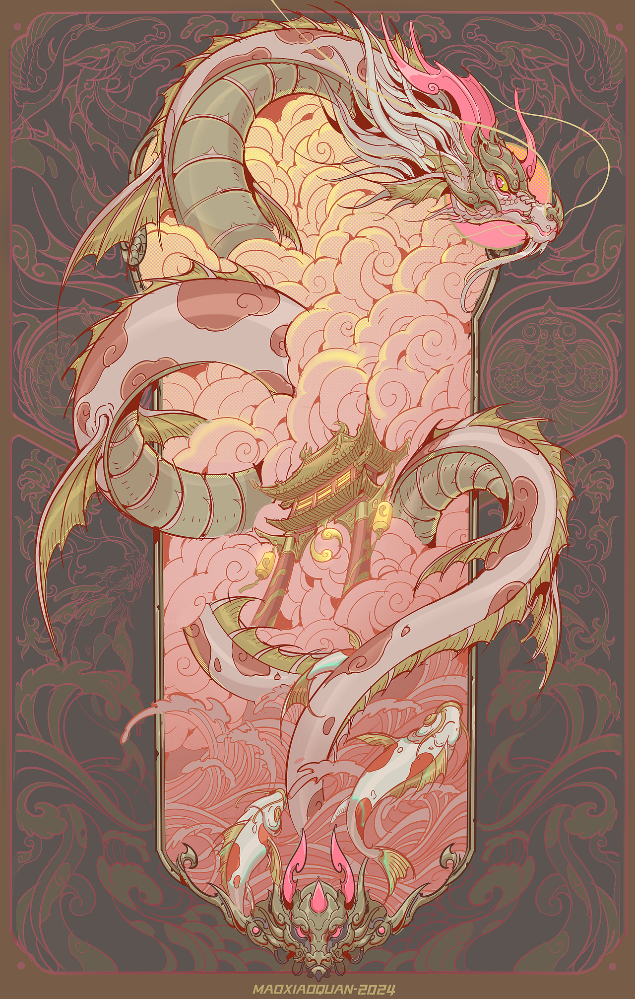 新年贺图《鲤跃龙门》