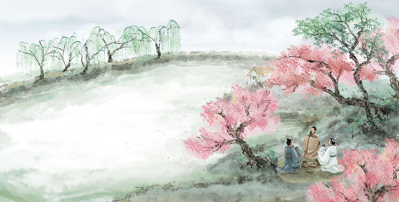 水墨画《小古文-我的第一套部编版文言文背诵书》