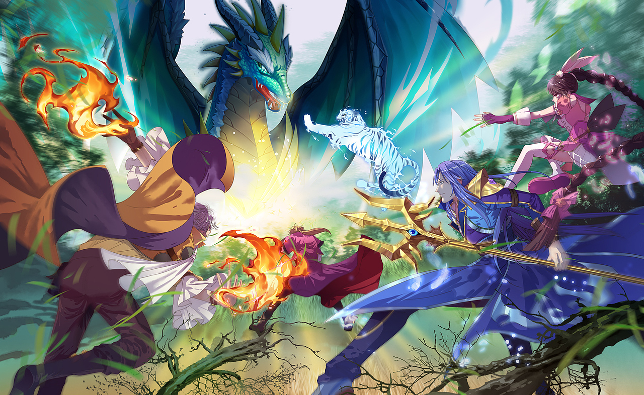 手游斗罗十年龙王传说宣传插画