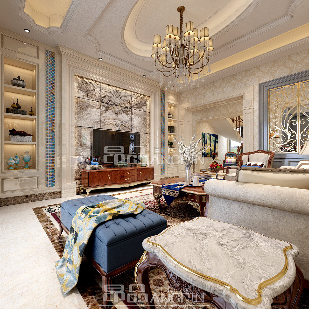 花溪碧桂园两层半别墅装修设计案例厨房卧室装修效果图