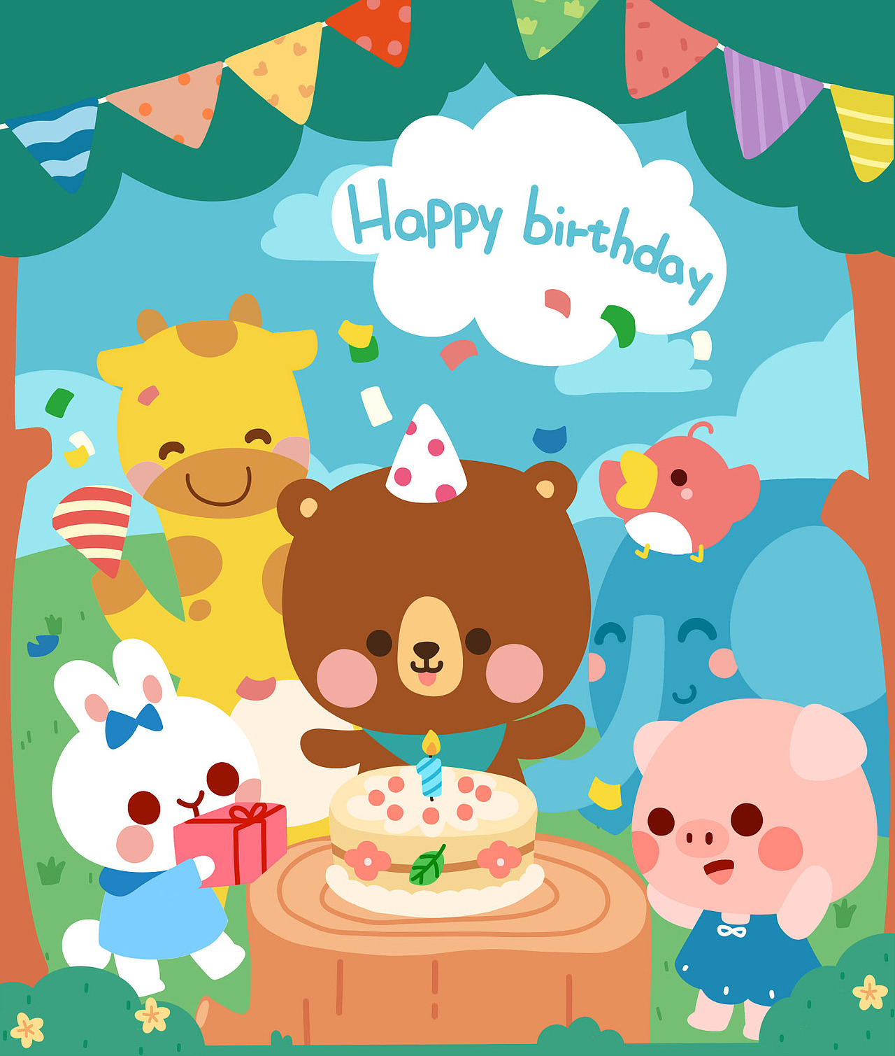 小熊的生日派对（图ZODM2OTY2MzY=） - 儿童插画 - 站酷设计师Hannaball原创素材 - 站酷ZCOOL