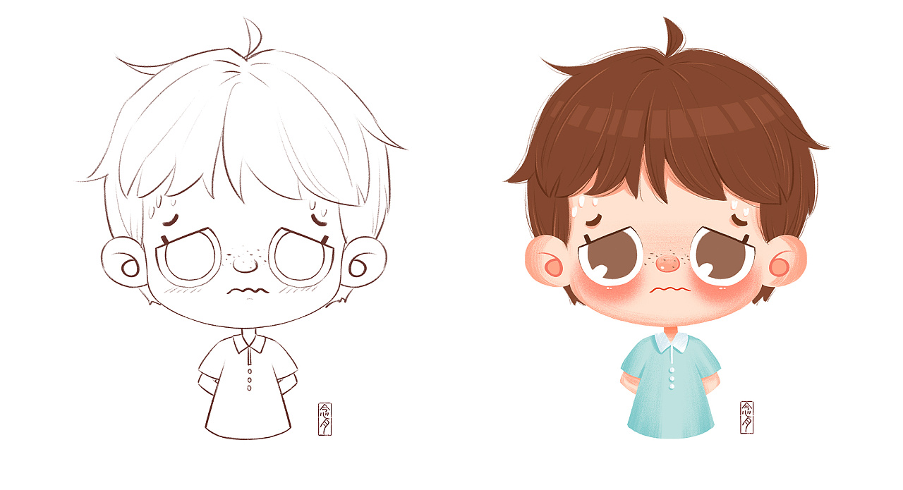 男孩子头像小表情练习|插画|儿童插画|念月月月ya - 原创作品 - 站酷