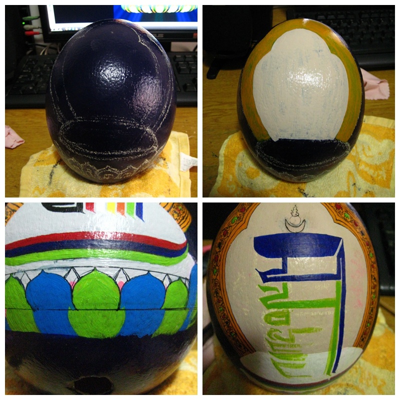 十相自在 八宝吉祥 画在鸵鸟蛋上|纯艺术|绘画|赵相画墙 - 原创作品