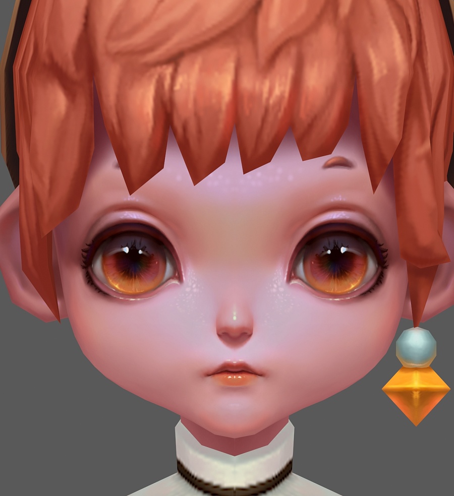 放张脸部特写图.因为脸部单独用的一张贴图,分辨率相对较高