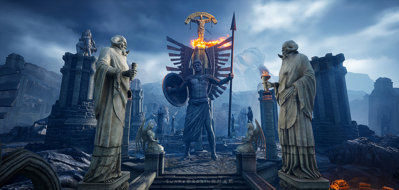 虚幻4游戏场景设计失落的神庙实机游戏试玩demo