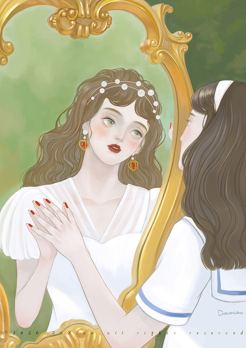 镜中女孩（图ZMjM2MzQyODUy） - 艺术插画 - 站酷设计师Darcie原创素材 - 站酷ZCOOL