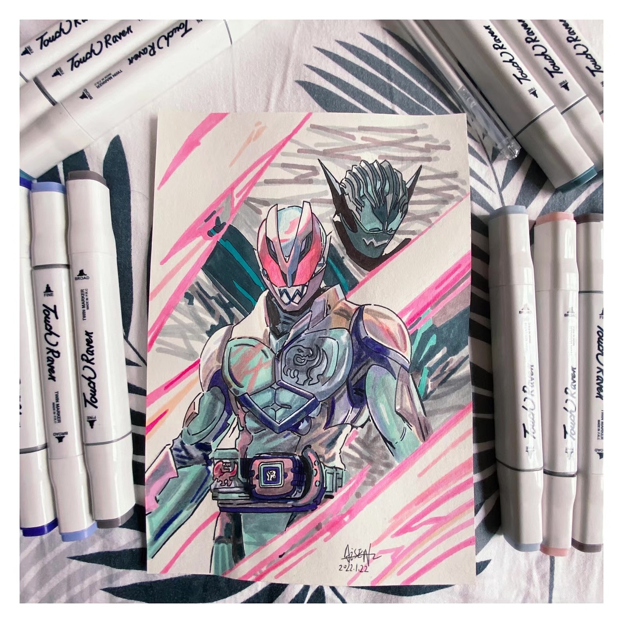 马克笔手绘假面骑士利维斯（图ZMjk0NTM4MTUy） - 艺术插画 - 站酷设计师这里臭魚原创素材 - 站酷ZCOOL