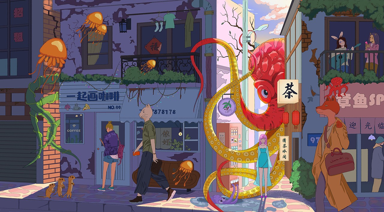 第三期基础班-场景透视插画合集【三】_冯渡插画工作室-站酷zcool