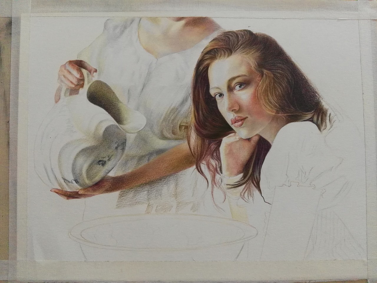 写实彩铅作品《融》