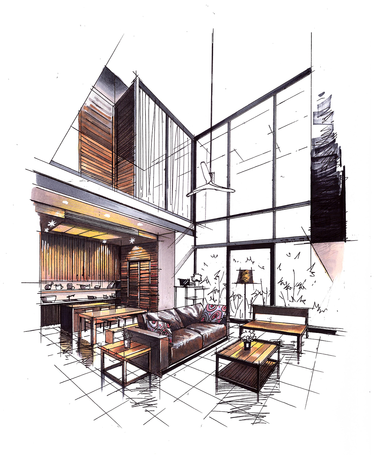 室内手绘步骤图|空间|家装设计|画手会的老司机_原创作品-站酷zcool