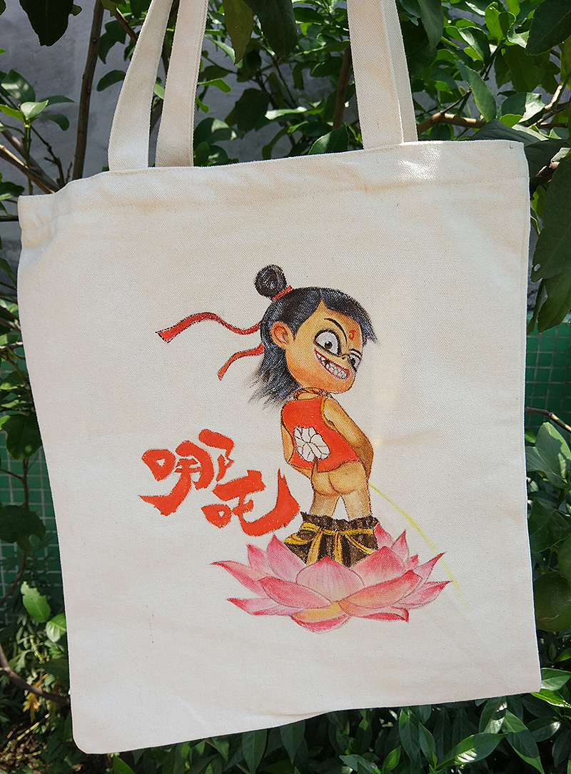 手绘帆布袋-哪吒（图ZMTcyNTk5ODAw） - 其他手工艺 - 站酷设计师杜子空原创素材 - 站酷ZCOOL