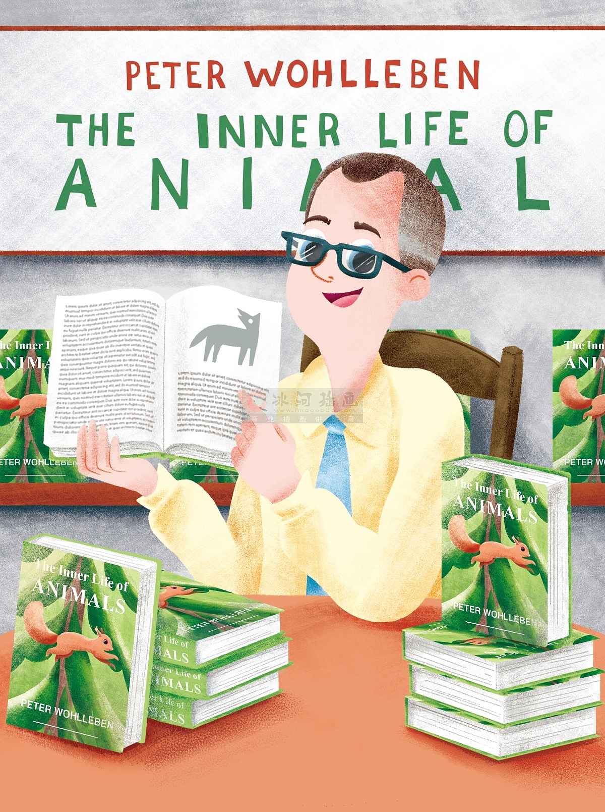 扁平无线外国故事绘本插画