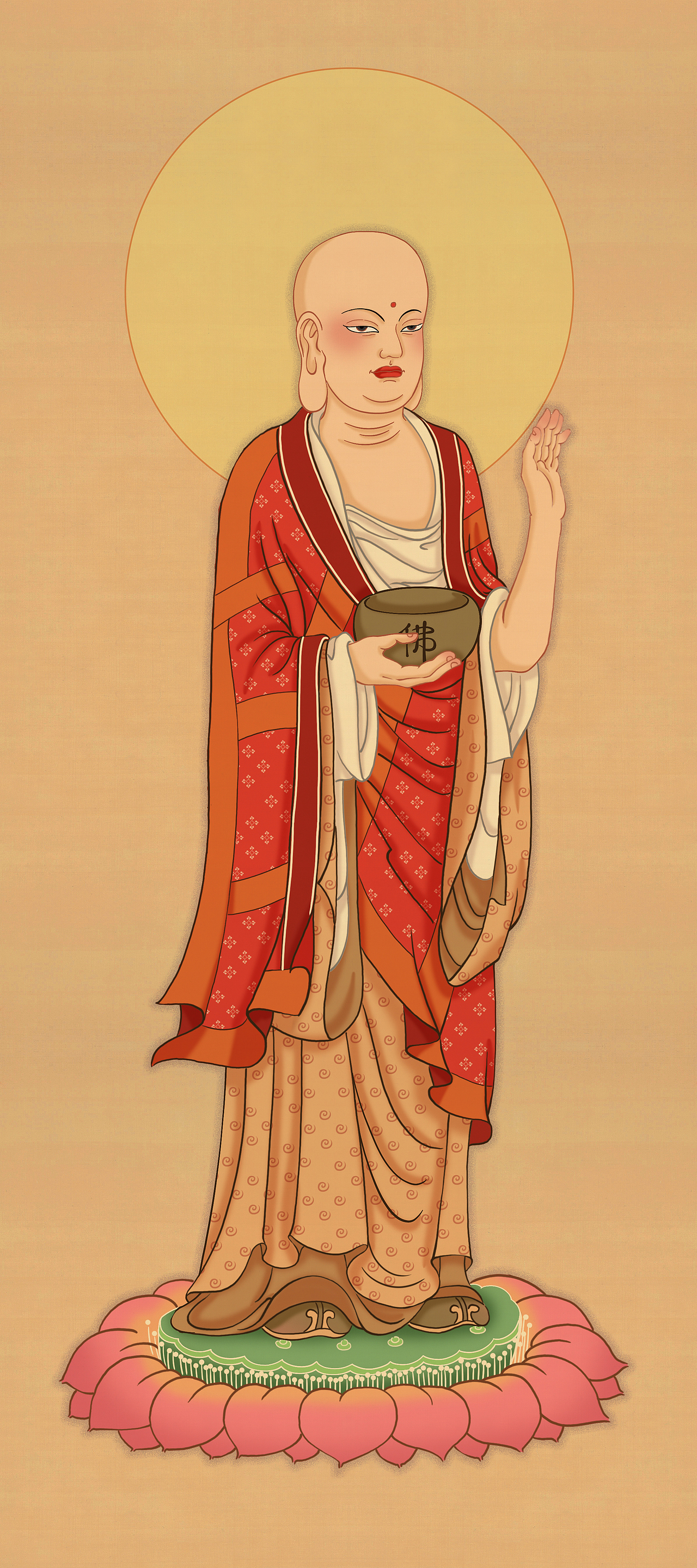 阿弥陀佛,其名号梵音为amitayusa(无量寿),amitaba(无量光),别名无量