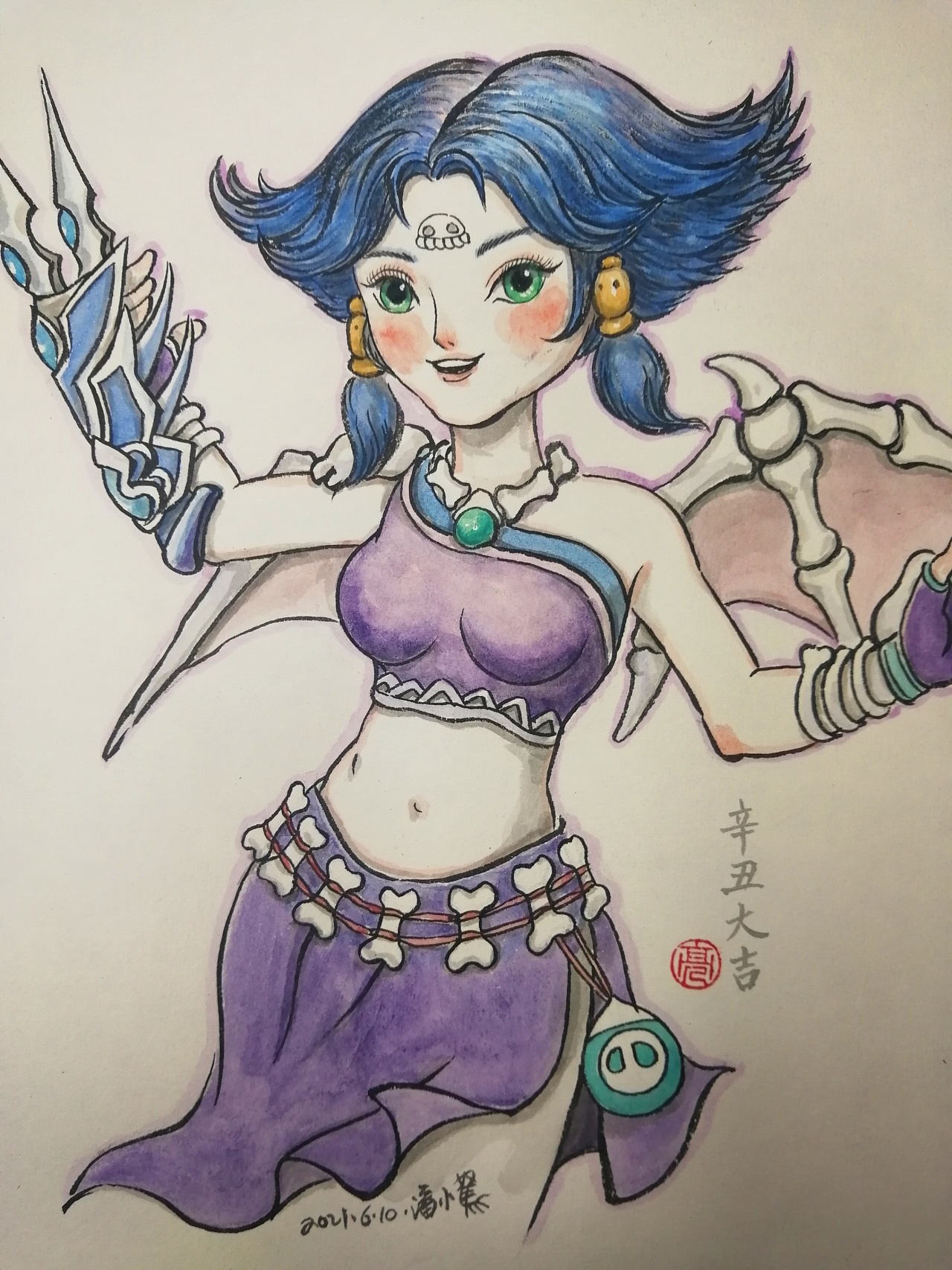 手绘插画练习骨精灵-塑新社潘纪坤