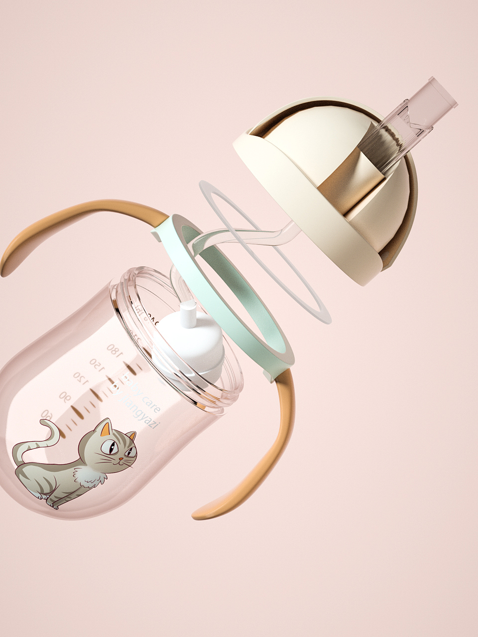 C4D产品动画奶瓶OC渲染动画