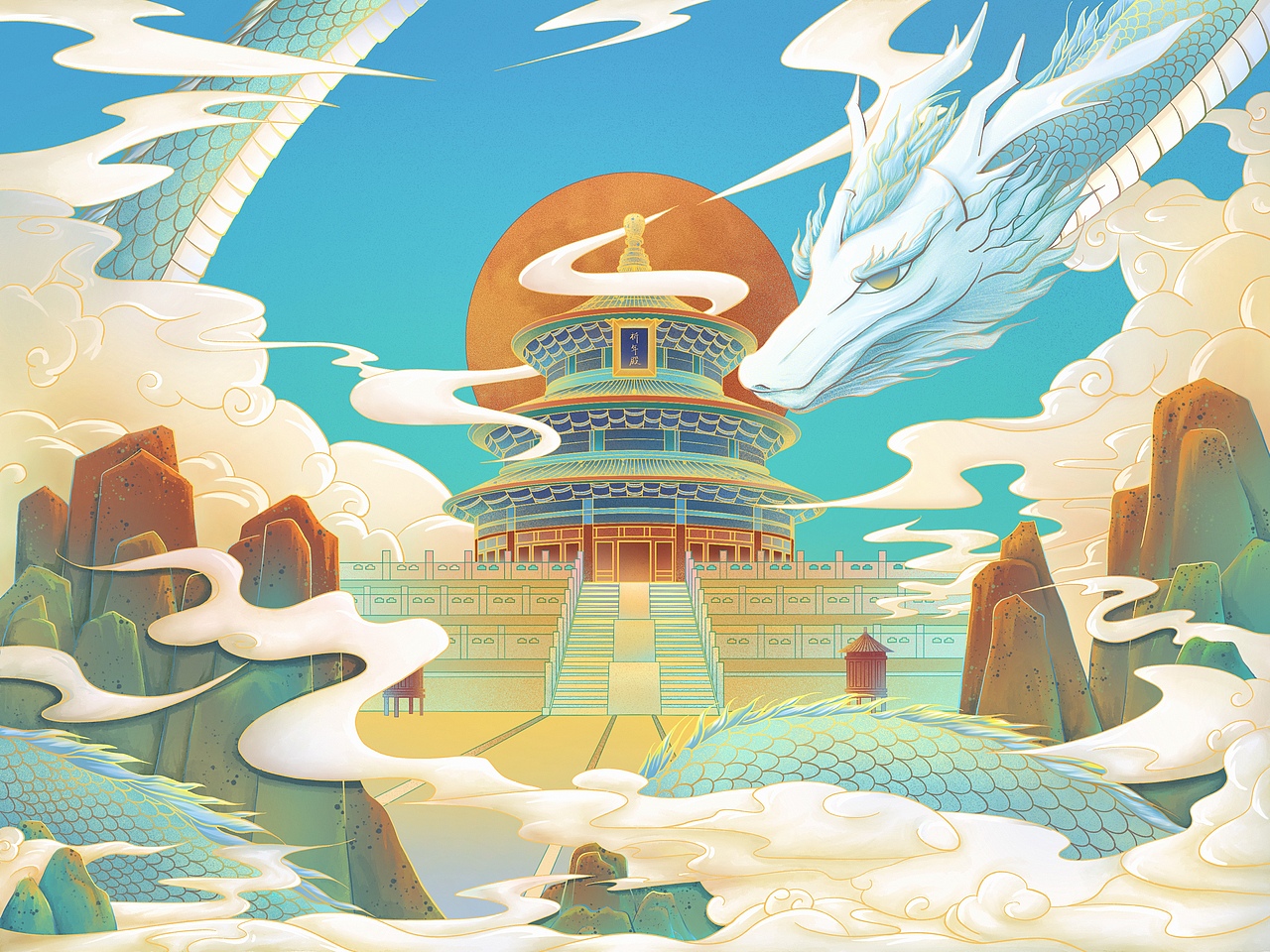 天坛（图ZMjc0MjQ2NDA0） - 商业插画 - 站酷设计师苏辰CHEN原创素材 - 站酷ZCOOL