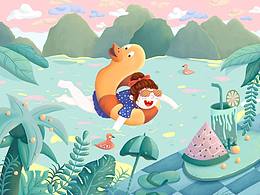 原创插画-夏日恋歌