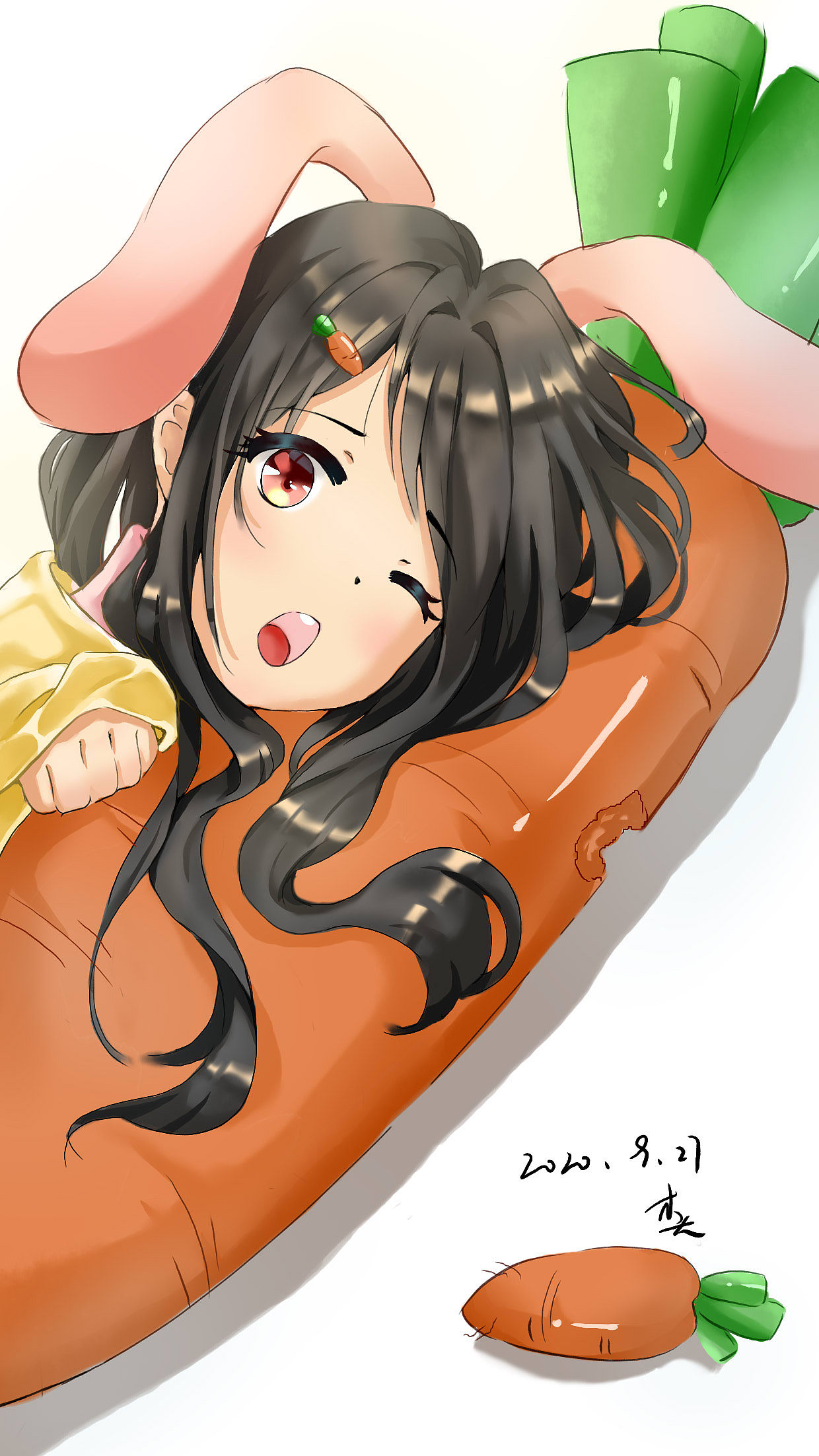 动漫插画请你吃胡萝卜