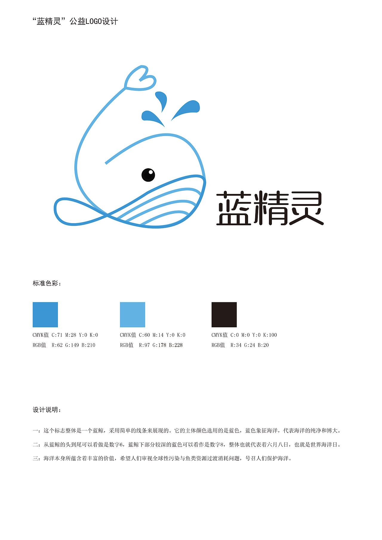 保护海洋"蓝精灵"公益logo设计