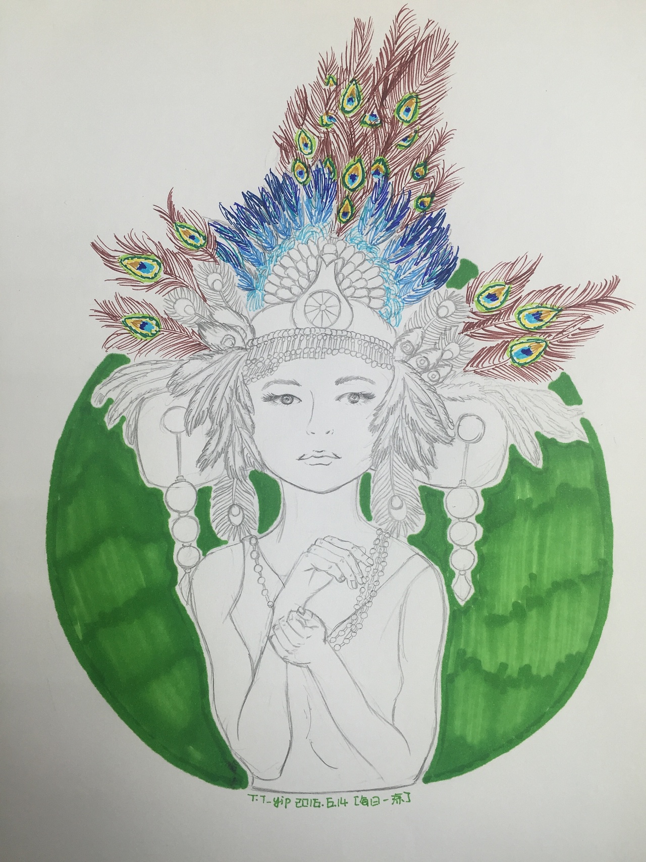 孔雀女|插画|创作习作|tt_蜻蜓 - 原创作品 - 站酷 (zcool)