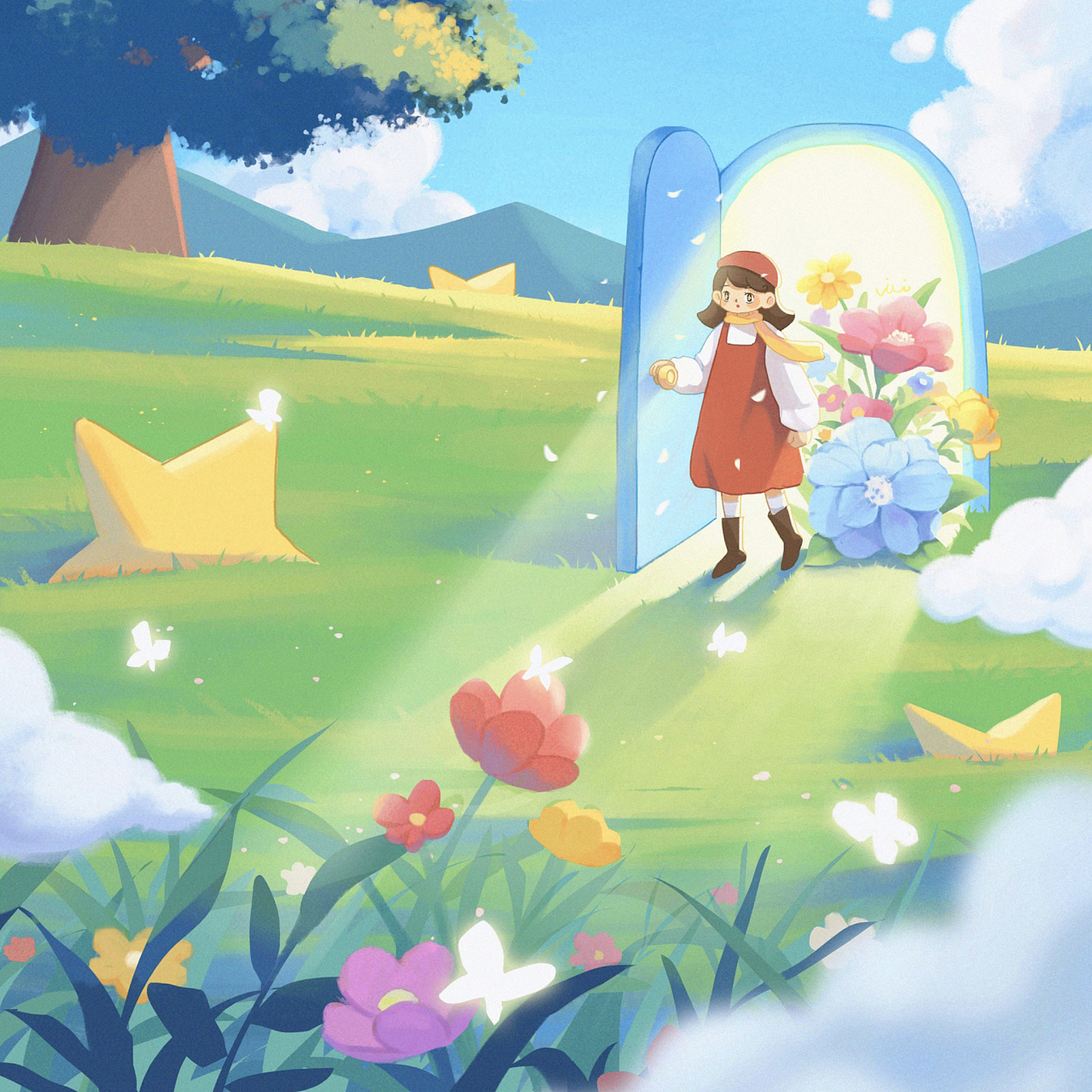 推开春天的大门|插画|商业插画|酱vivi - 原创作品 - 站酷 (zcool)