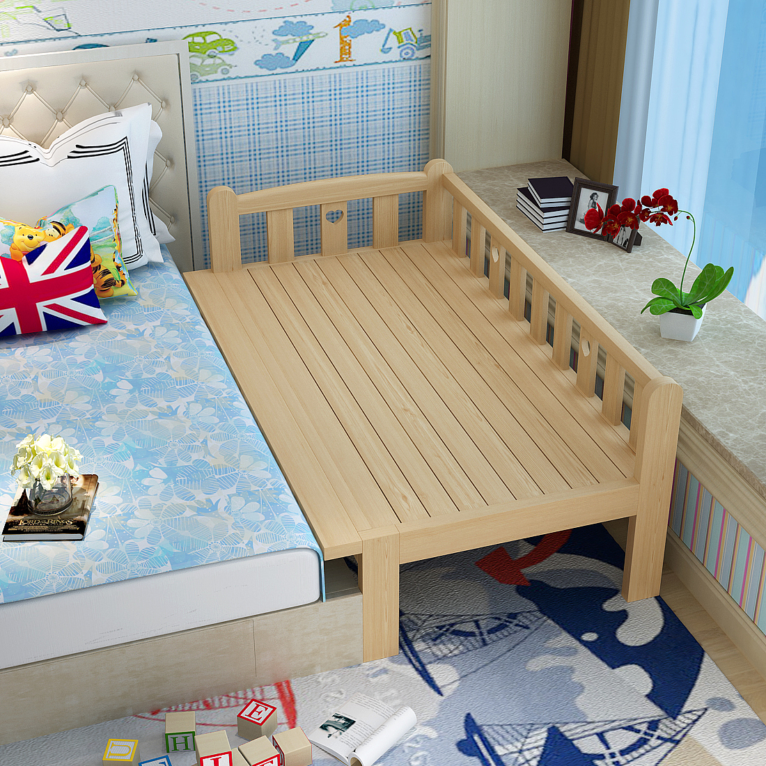 侧边儿童床,拼接床,加宽床